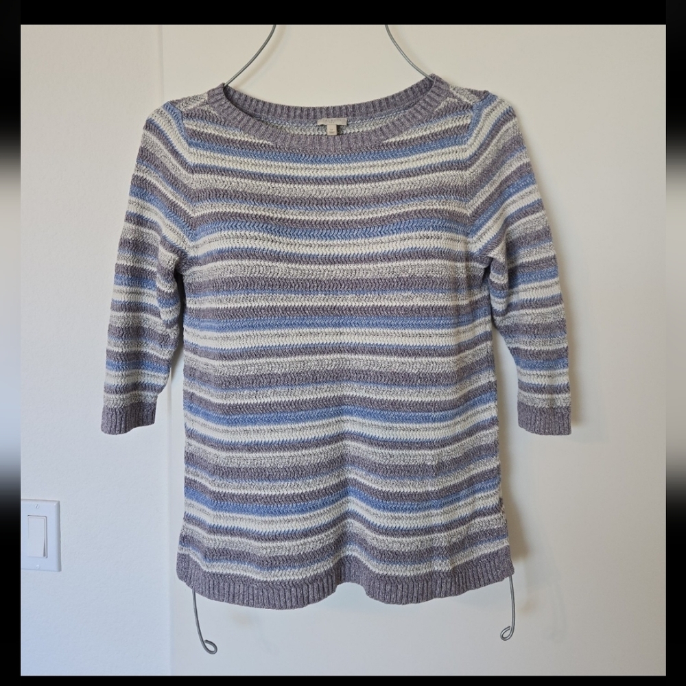 Talbots Women's Striped Sweater - Blue and Cream